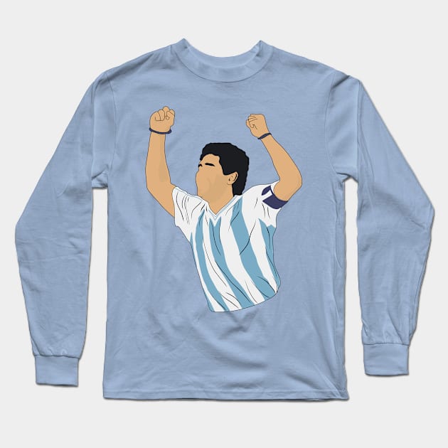 Diego Maradona Argentina Long Sleeve T-Shirt by NostalgiaUltra